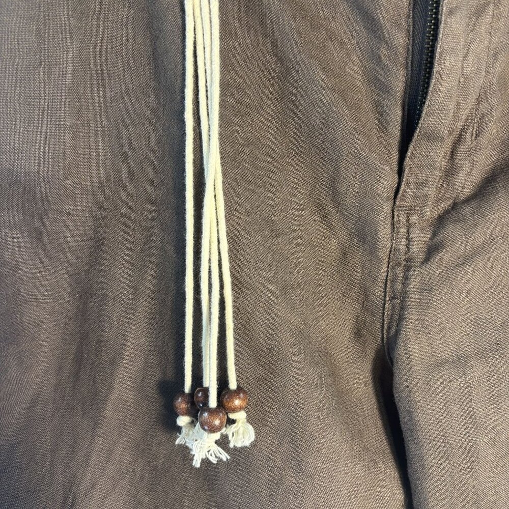 Brown Linen Blend Shorts With Crochet Belt & Drawstring Accents Size 12 - Picture 7 of 10